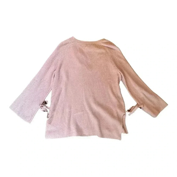 AERIE PINK V NECK BELL SLEEVE SIDE SLIT SWEATER- SIZE XL - Picture 4 of 7